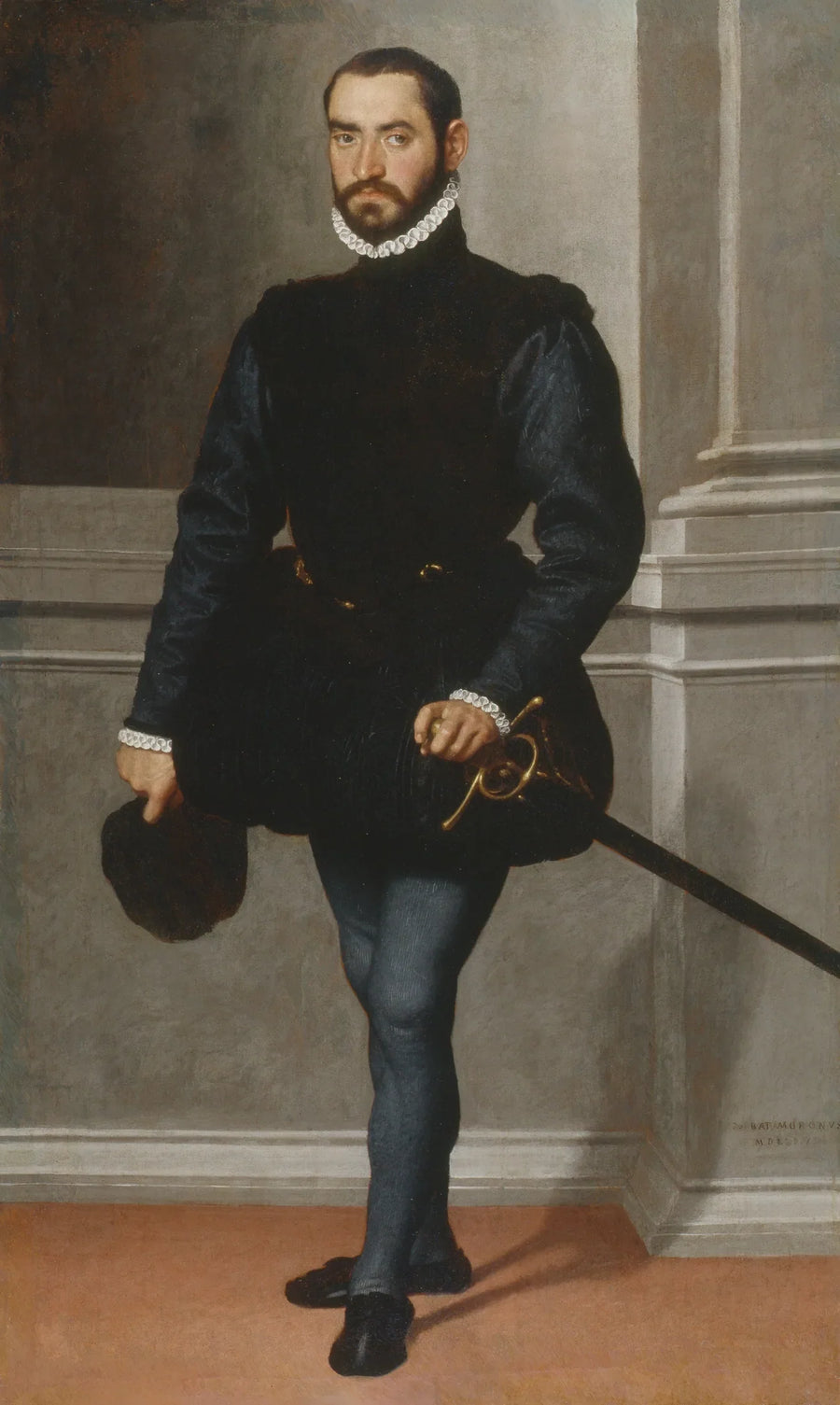 Portrett av en skjegget mann i svart - Giovanni Battista Moroni