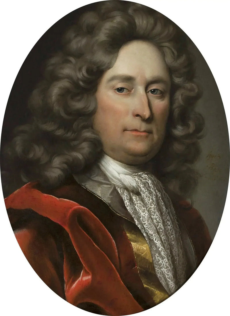 Portrett av en mann i en grå parykk. - Hyacinthe Rigaud