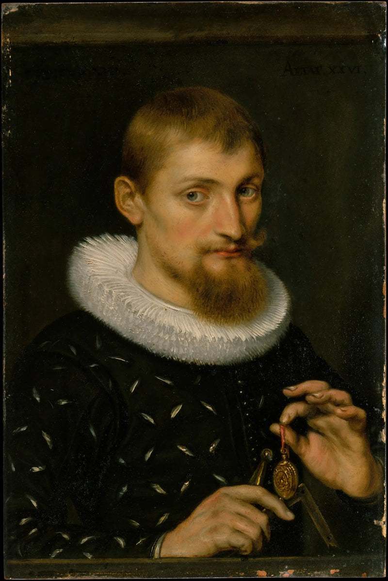 Portrett av en mann, kanskje en arkitekt eller en geograf - Peter Paul Rubens