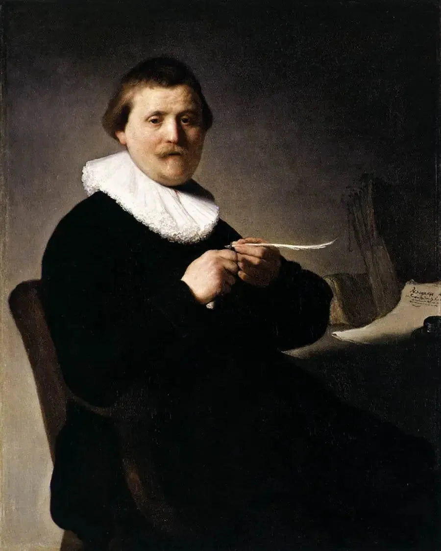 Portrett av en mann som skjærer sin fjær - Rembrandt