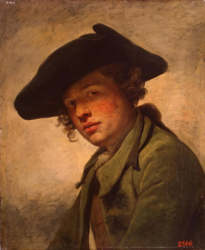 Portrett av en ung mann med hatt - Jean-Baptiste Greuze