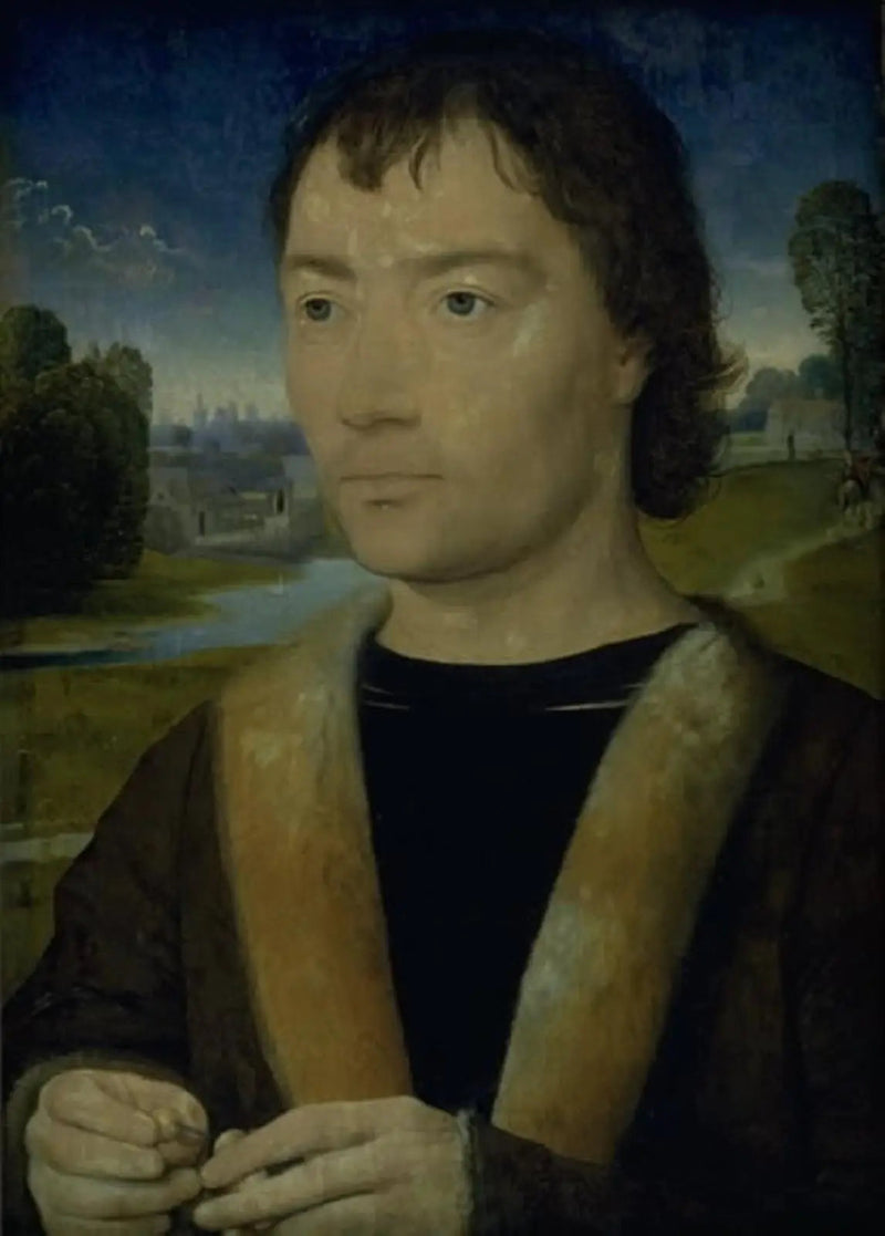 Portrett av en ung mann med en rosenkrans - Hans Memling