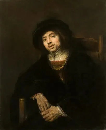 Portrett av en ung mann i en stol - Rembrandt