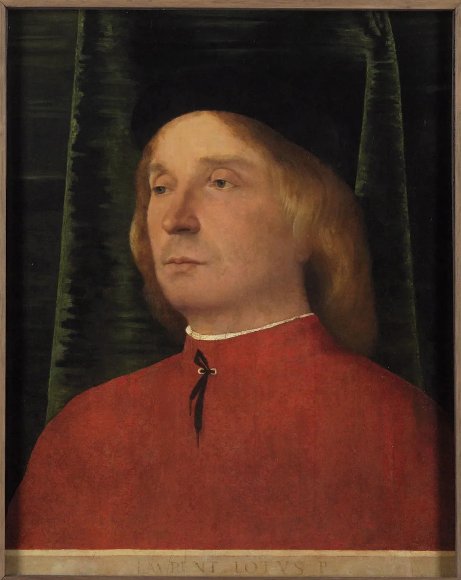 Portrett av en ung mann i rødt antrekk - Lorenzo Lotto