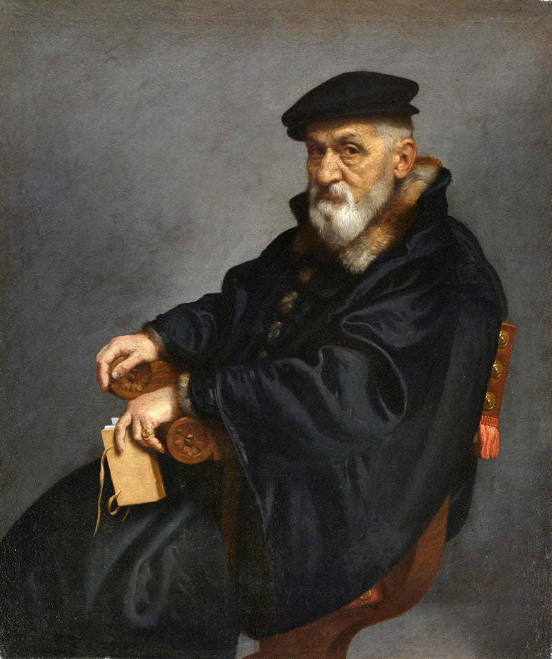 Portrett av en gammel mann som sitter - Giovanni Battista Moroni