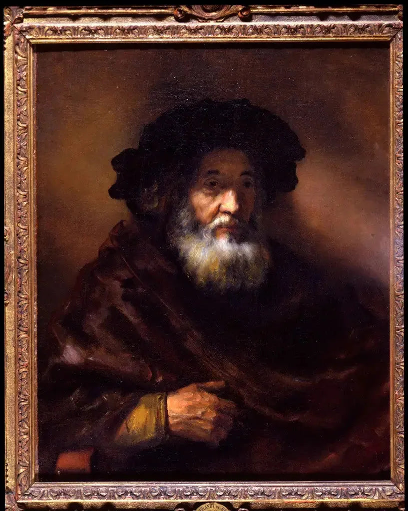 Portrett av en gammel mann i kappe - Rembrandt