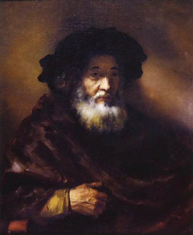 Portrett av en gammel mann i kappe - Rembrandt