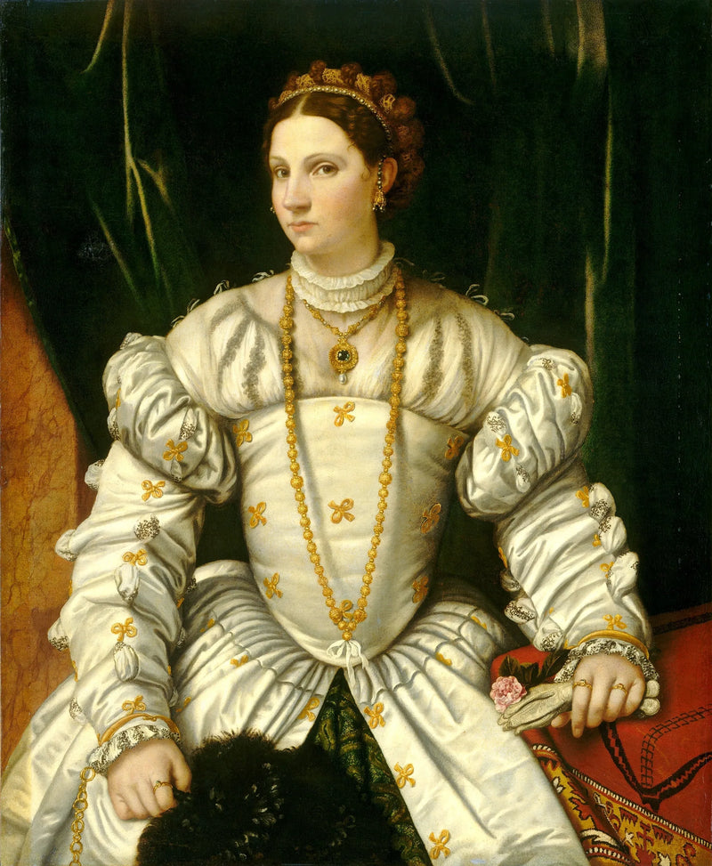 Portrett av en dame i hvitt, kanskje Barbara Radziwill (1520/23-1551), dronning av Polen - Alessandro Bonvicino