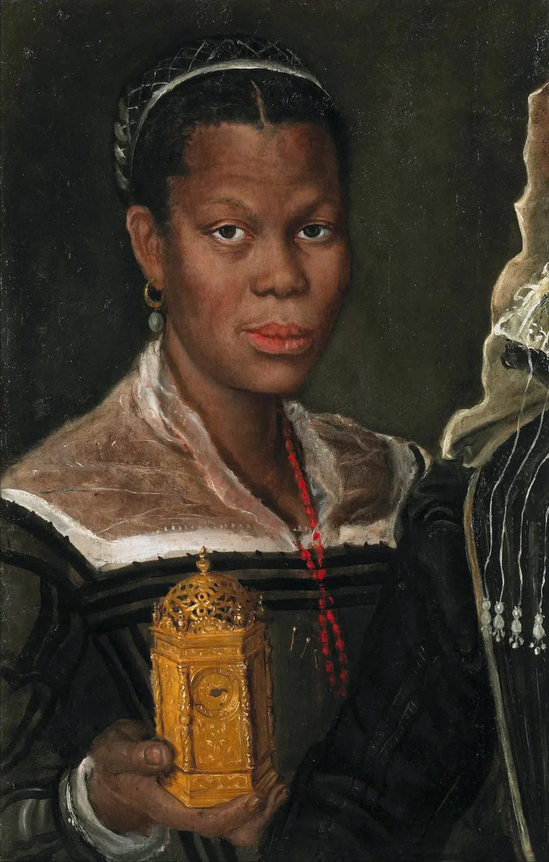 Portrett av en afrikansk kvinne som holder et ur - Annibale Carracci