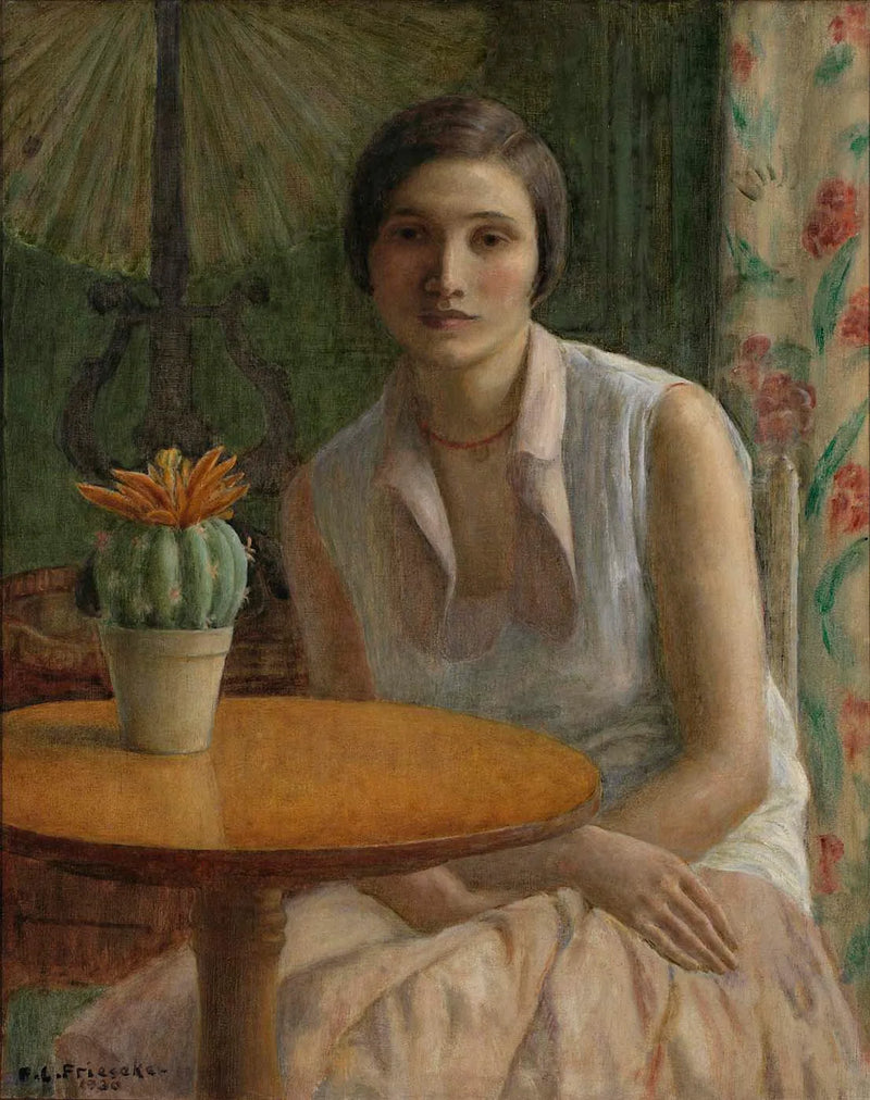 Portrett av en kvinne (med en kaktus) - Frederick Carl Frieseke