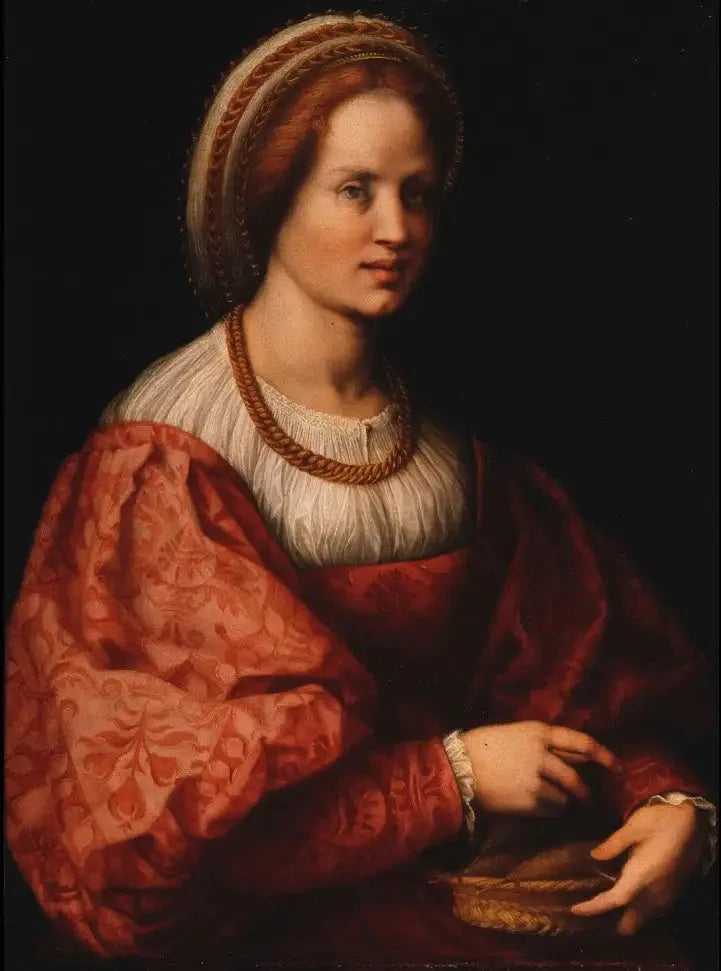Portrett av en kvinne med en kurv med kullstifter - Andrea del Sarto