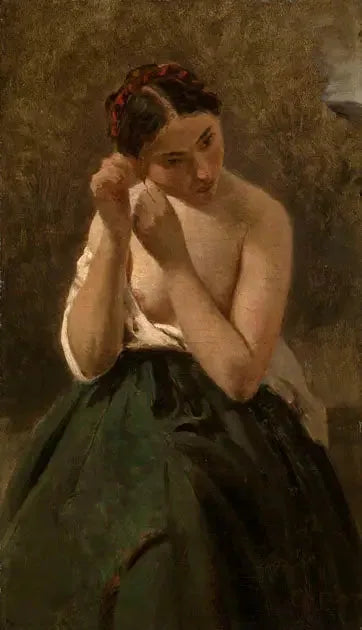 Portrett av en kvinne - Jean-Baptiste Camille Corot
