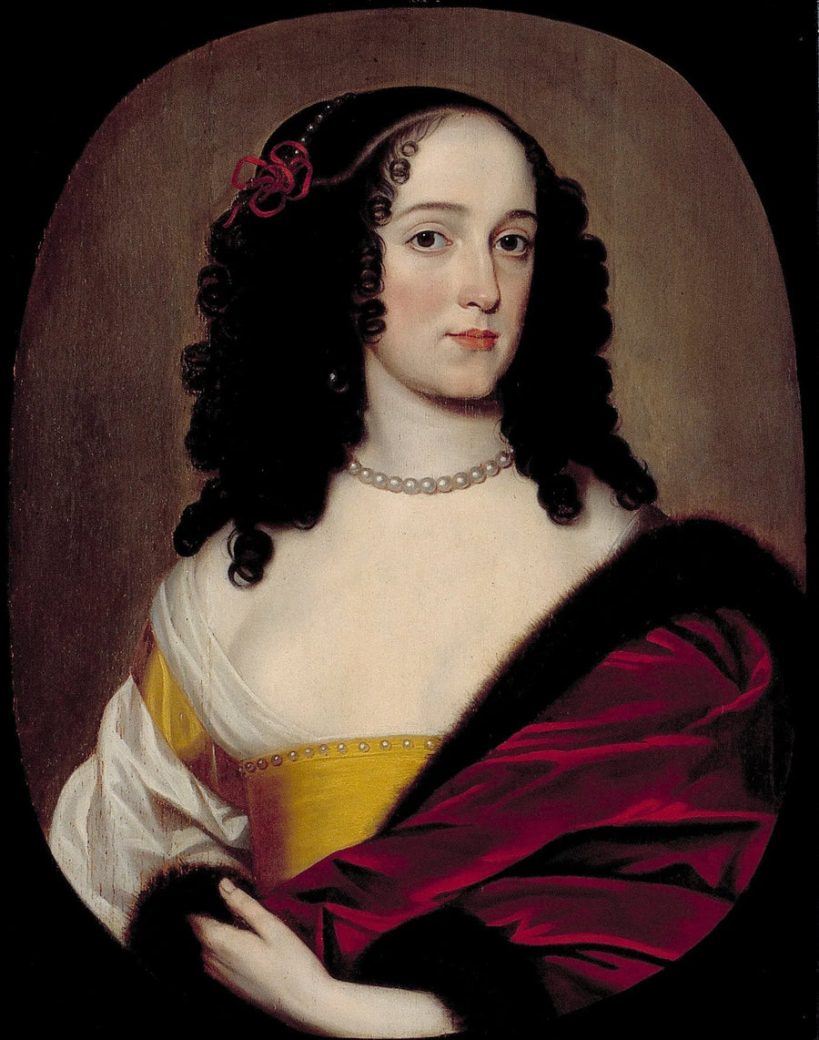 Portrett av en kvinne, muligens Anna Trajectina van Brederode (1625/26-1672), ektefelle av George Hermann Reinhard, greve av Wied - Gerrit van Honthorst