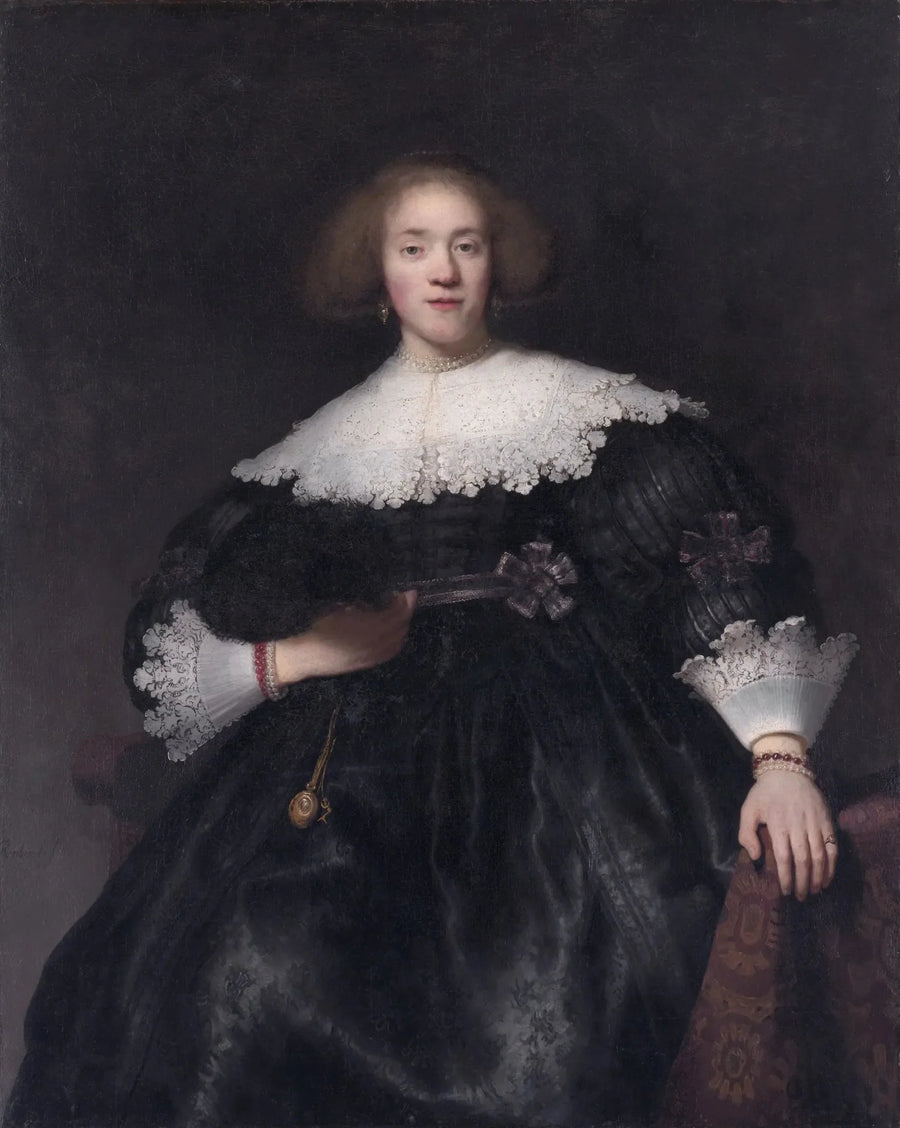 Portrett av en ung kvinne med vifte - Rembrandt