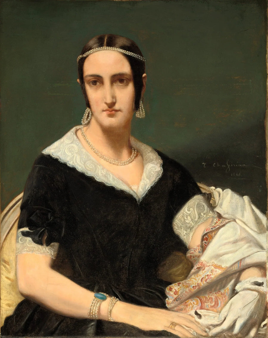 Portrett av en ung kvinne med perlekjeder - Théodore Chassériau