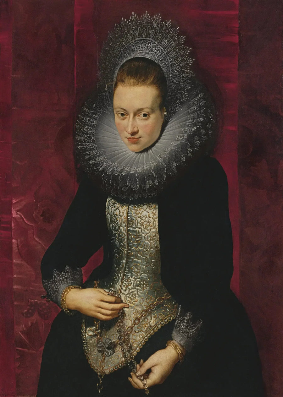 Portrett av en ung kvinne med en rosenkrans - Peter Paul Rubens