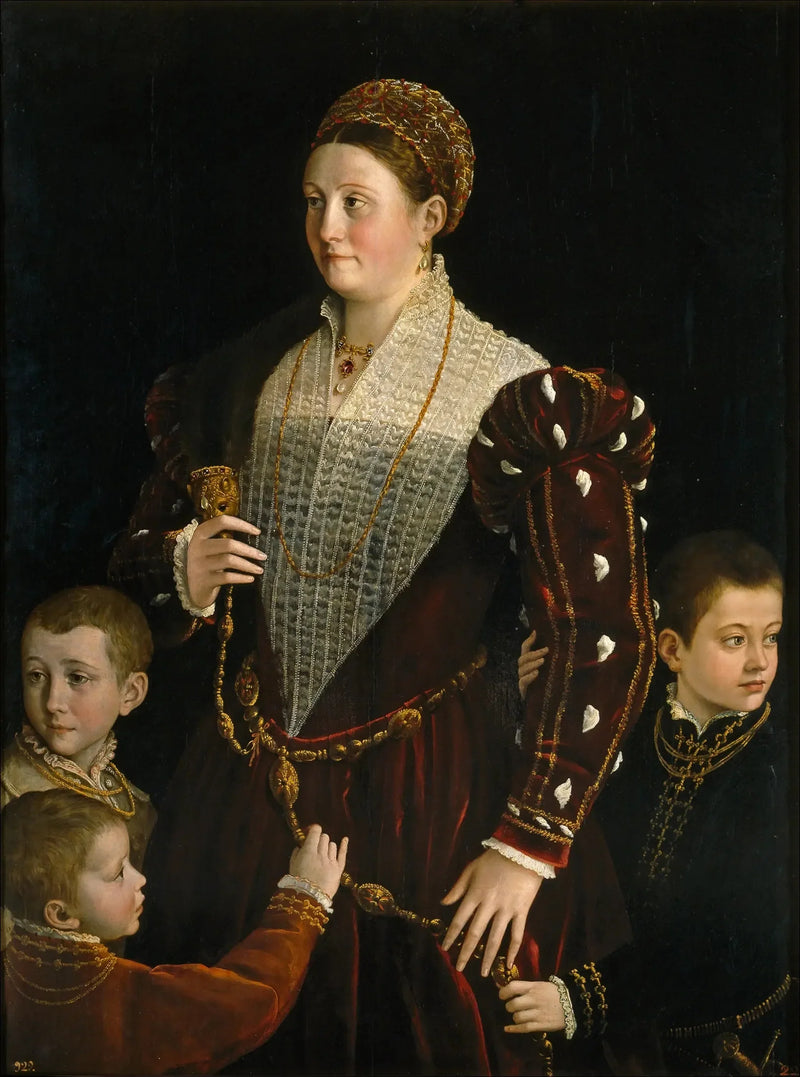 Portrett av Camilla Gonzaga og hennes tre sønner - Parmigianino