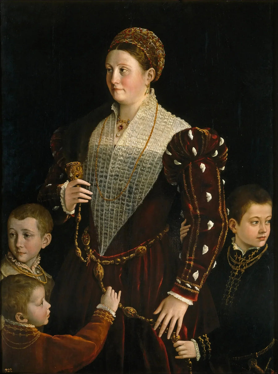 Portrett av Camilla Gonzaga og hennes tre sønner - Parmigianino