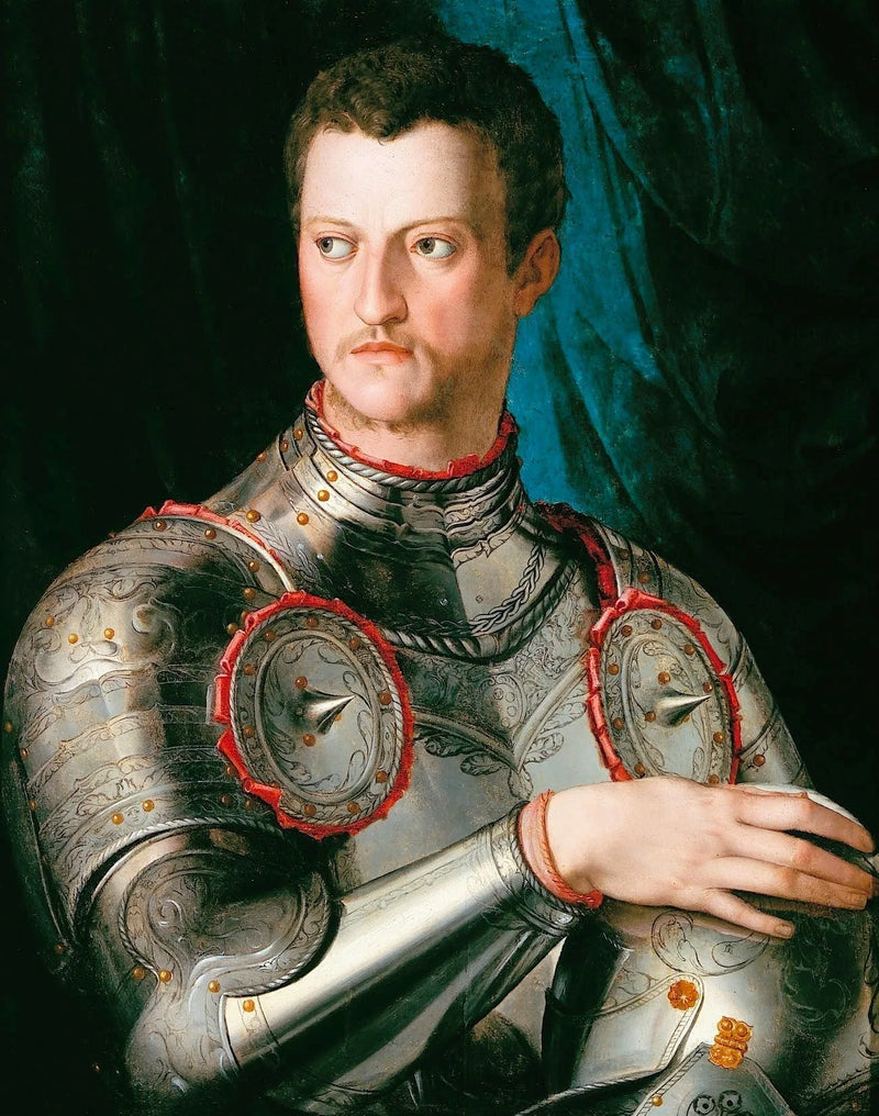 Portrett av Cosme I av Medici i rustning. - Bronzino