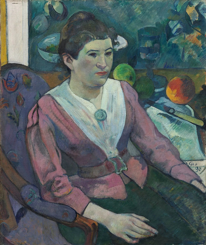 Portrett av kvinne med stilleben av Cézanne - Paul Gauguin