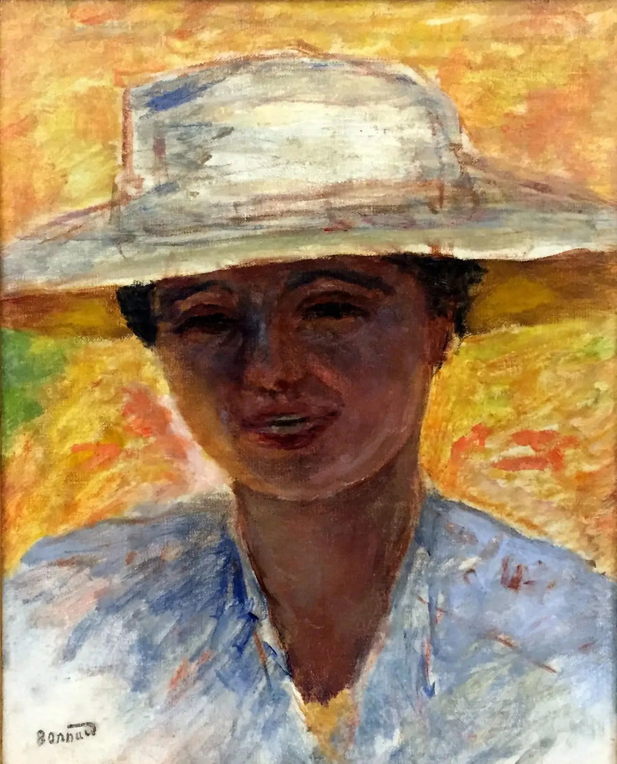 Portrett av kvinne med stor hatt - Pierre Bonnard