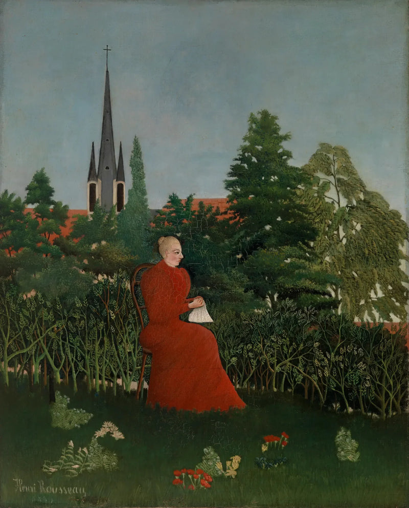 Portrett av kvinne i et landskap - Henri Rousseau