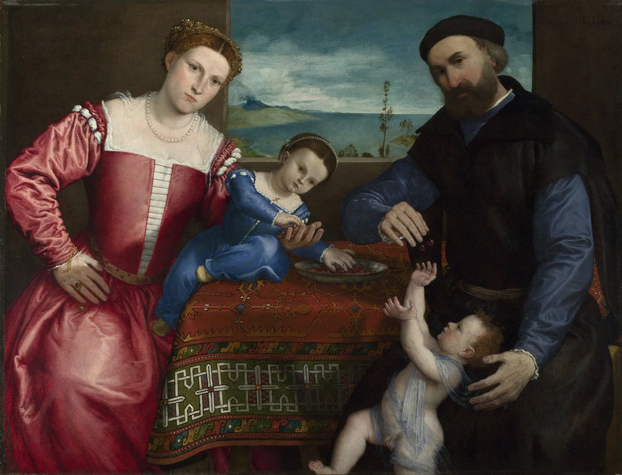 Portrett av Giovanni della Volta med sin kone og sine barn - Lorenzo Lotto