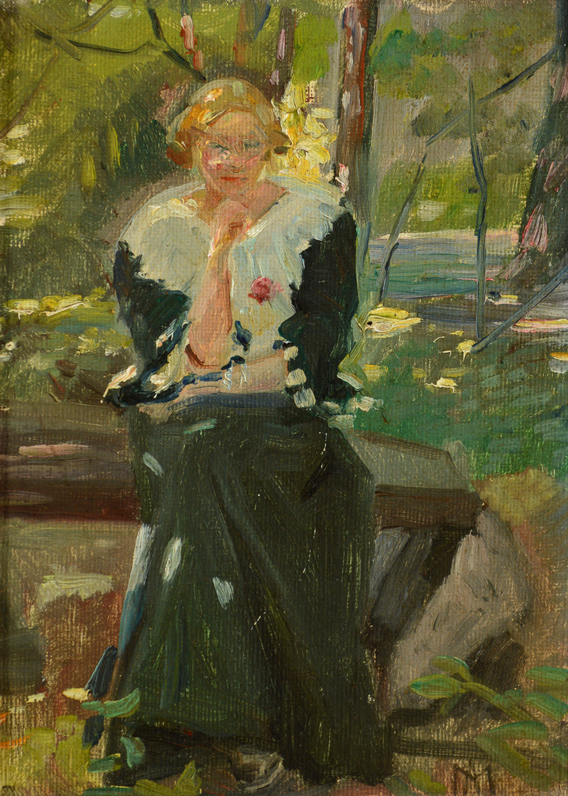 Portrait de Helga Ancher dans le jardin d'Amalievej, Frederiksberg. - Michael Peter Ancher