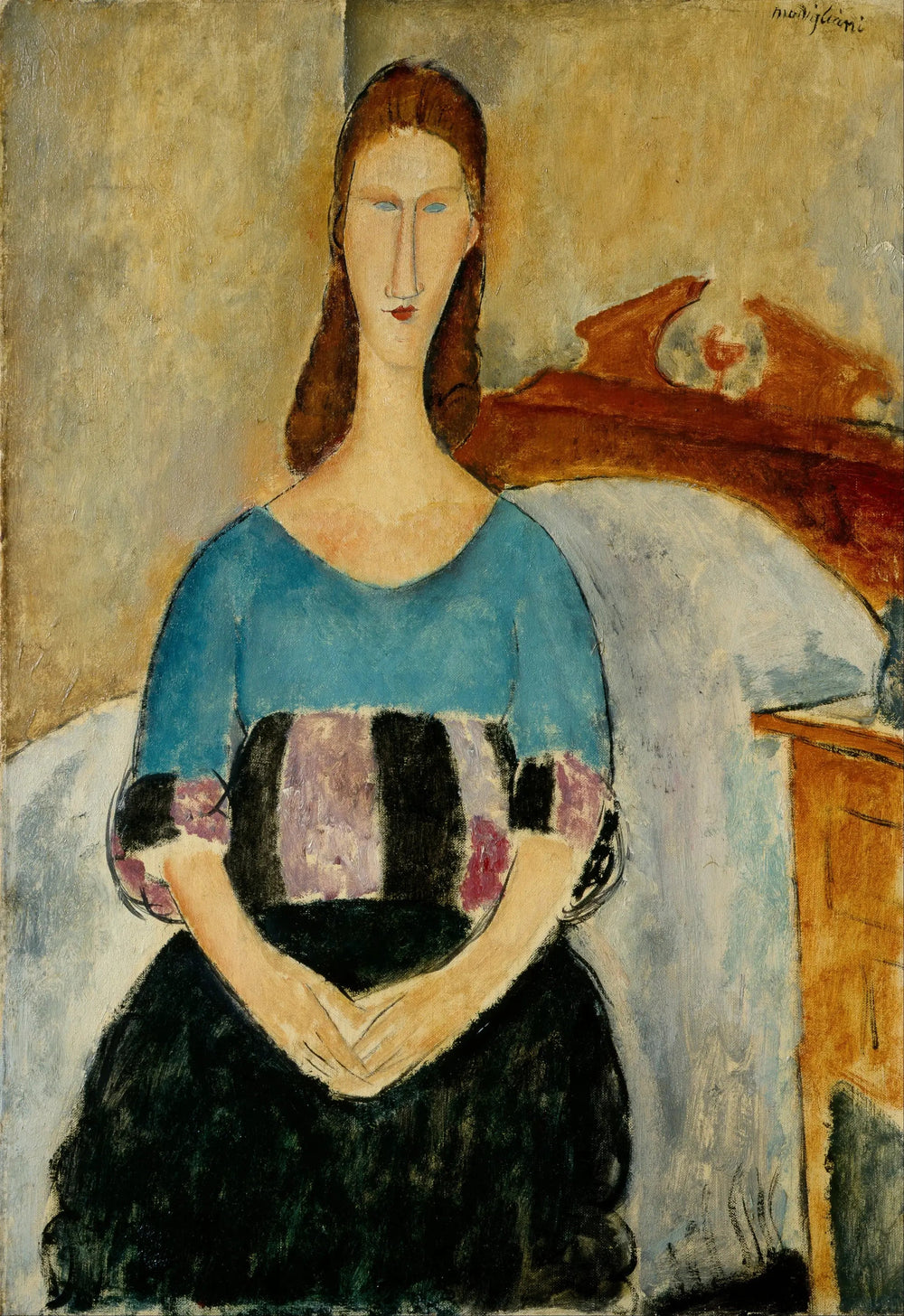 Portrait de Jeanne Hébuterne assise - Amedeo Modigliani image 1 reproduction réalisée par Alpha Reproduction