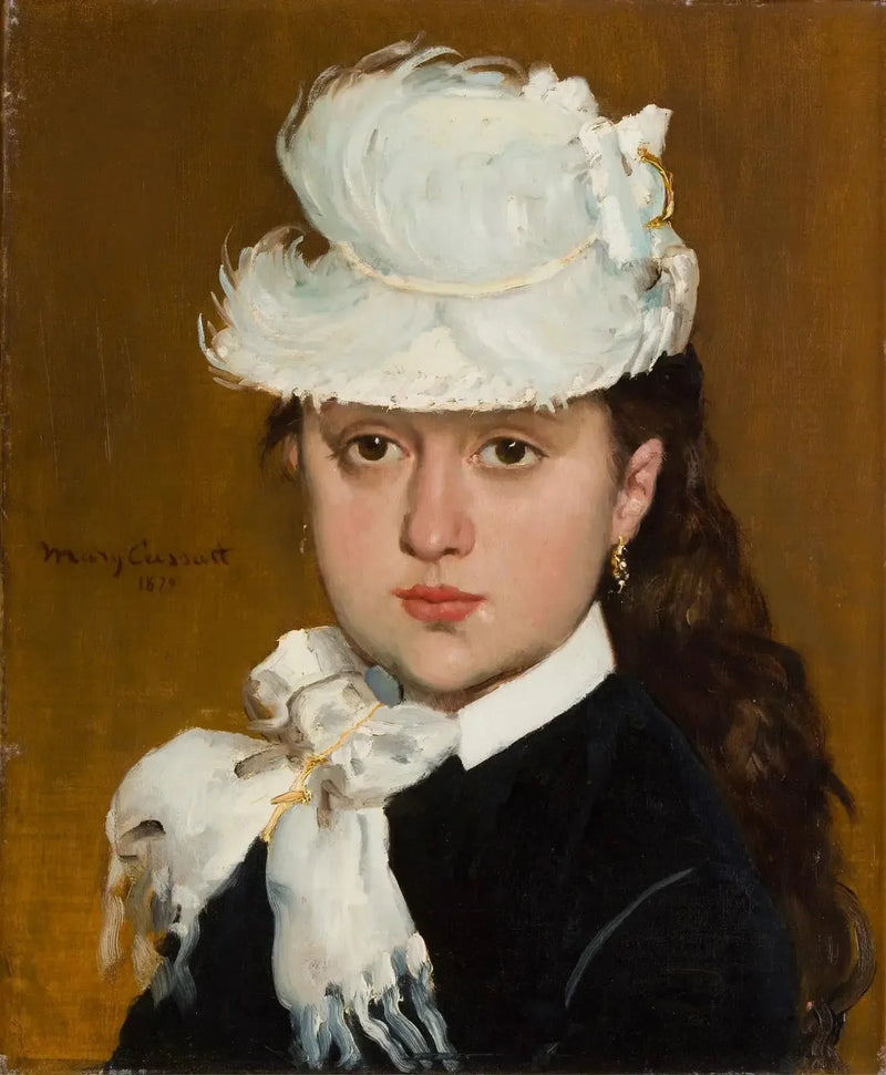 Portrett av ung kvinne med hvit hatt - Mary Cassatt
