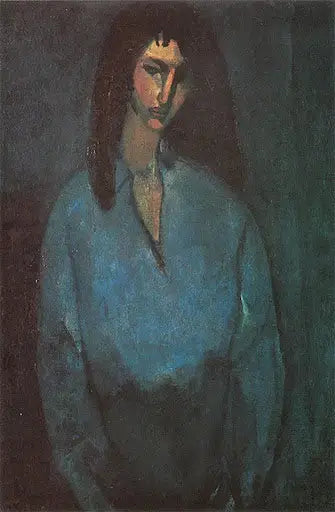 Portrett av ung jente med blå bluse - Amedeo Modigliani