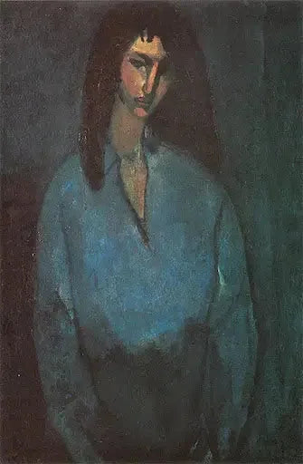 Portrett av ung jente med blå bluse - Amedeo Modigliani
