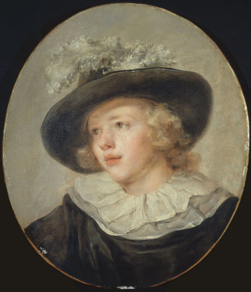 Portrett av ung gutt med en fjærhatt - Jean-Honoré Fragonard