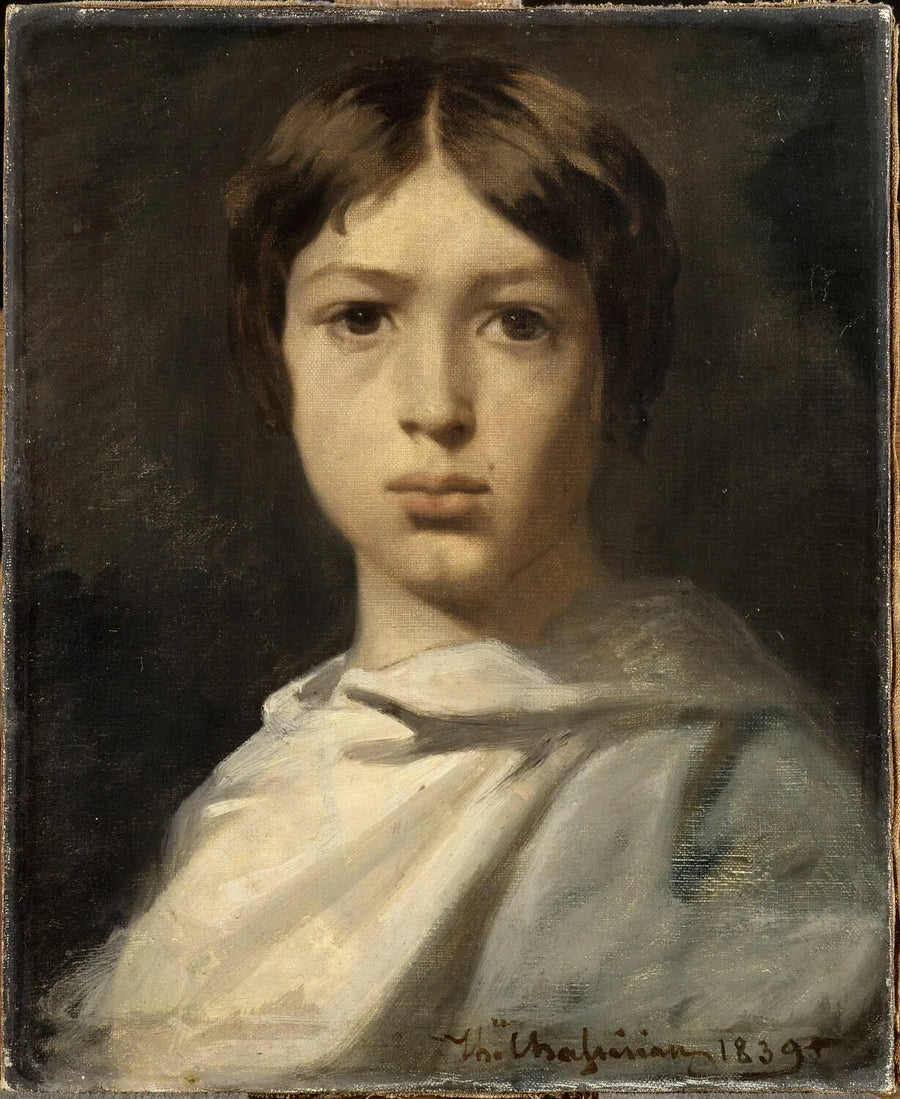 Portrett av en ung gutt. Kunstnerens fargeknuser - Théodore Chassériau