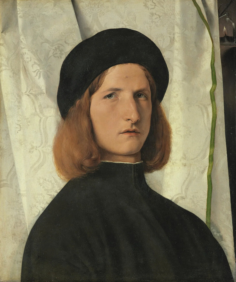 Portrett av en ung mann med lampe - Lorenzo Lotto