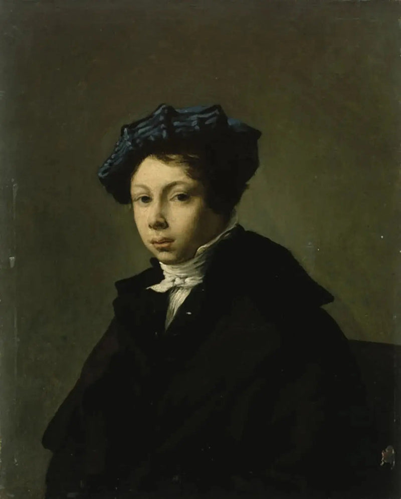 Portrett av ung mann med blått beret - Eugène Delacroix