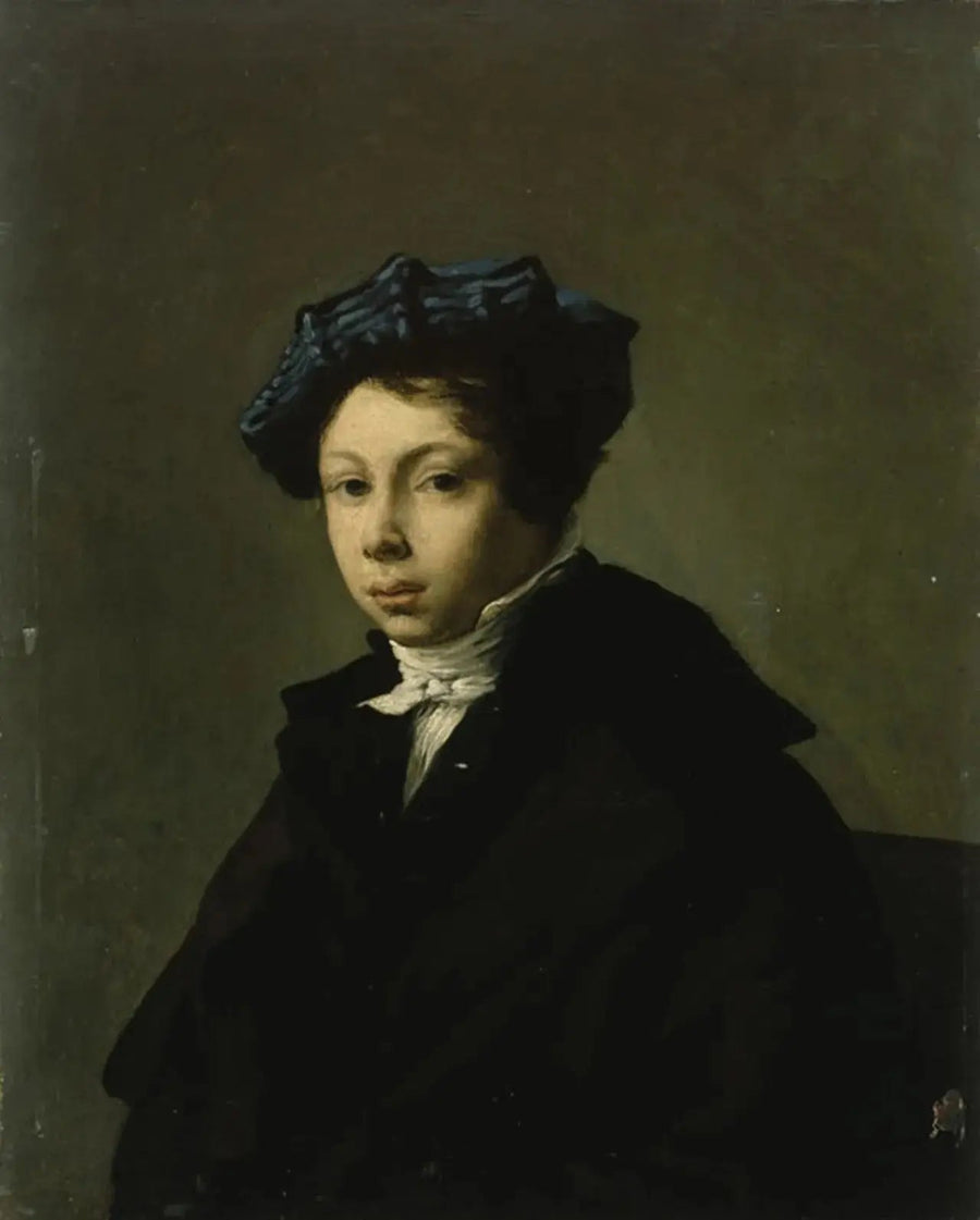 Portrett av ung mann med blått beret - Eugène Delacroix