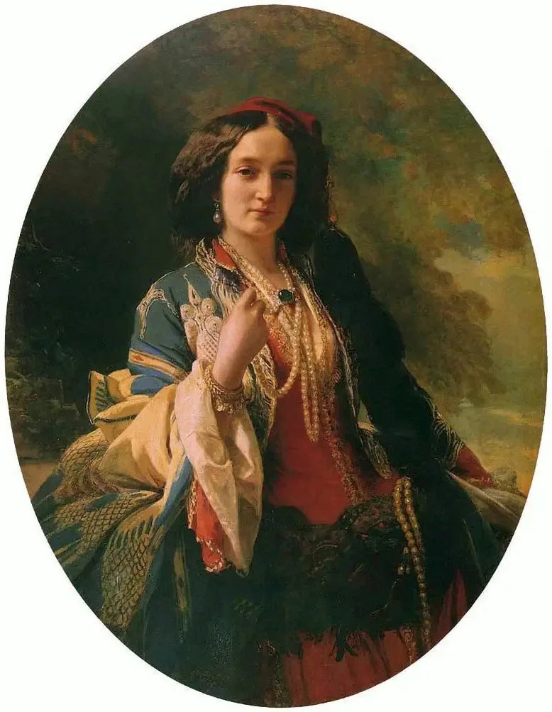 Portrett av Katarzyna Potocka født Branicka i orientalsk kostyme

Source:
Portrait de Katarzyna Potocka née Branicka en costume oriental. - Franz Xaver Winterhalter