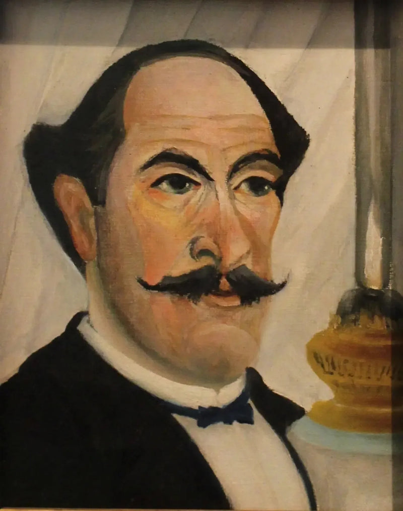 Kunstnerens portrett med lampe - Henri Rousseau