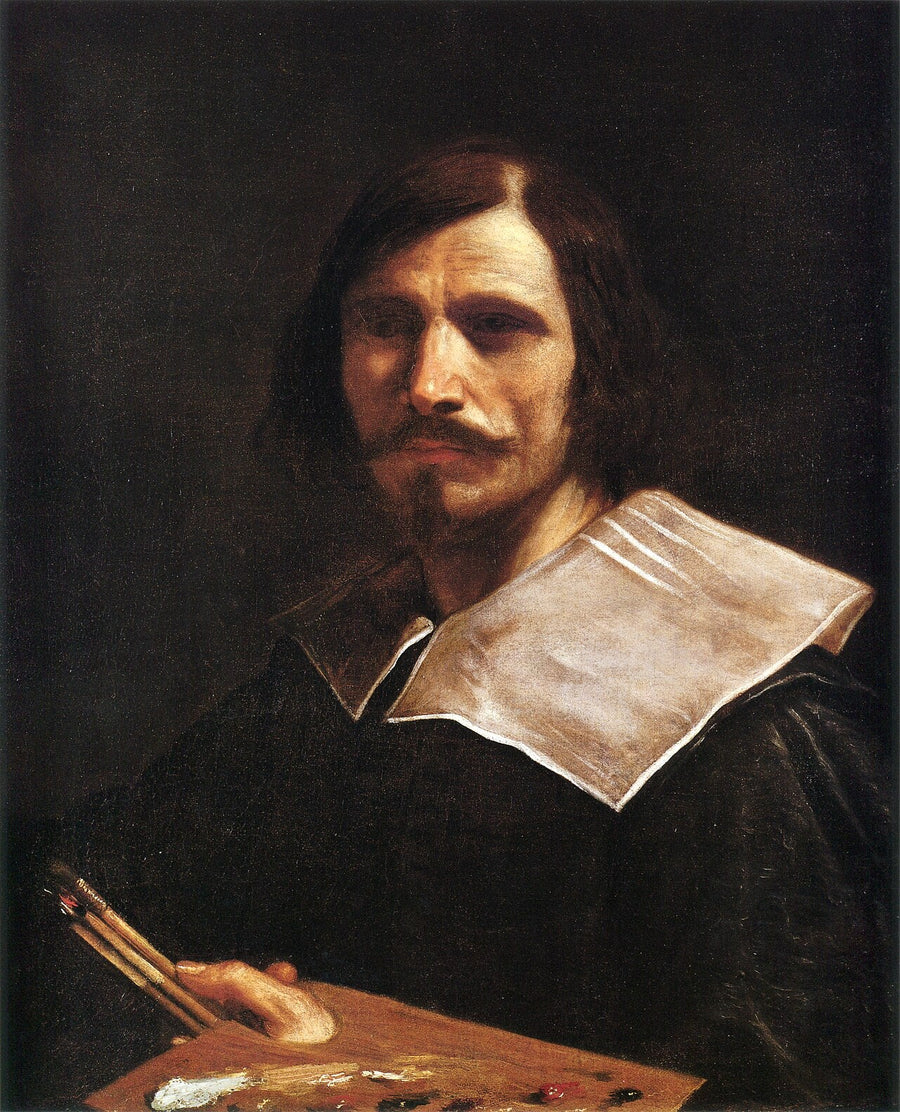 Portrett av kunstneren som holder en palett - Guercino