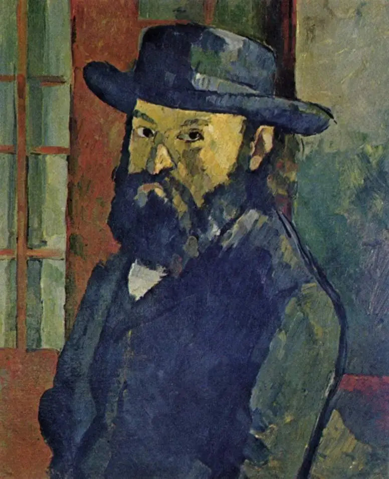 Reproduction du tableau « Portrait de l'artiste au chapeau à large bord - Paul Cézanne » par Alpha Reproduction en peinture à l’huile