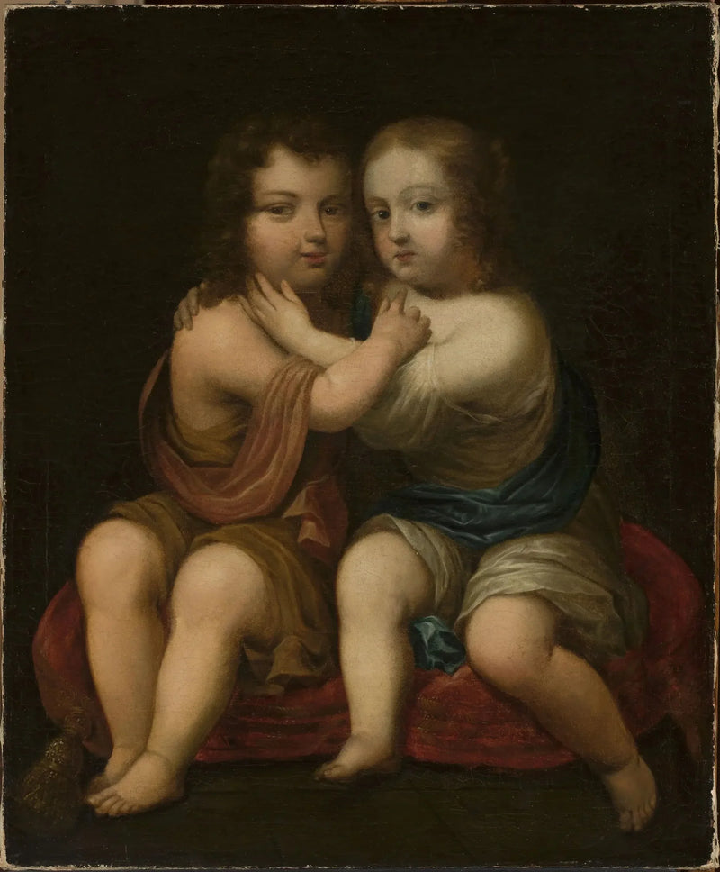 Portrett av Louis XIV som barn med sin halvsøster Henriette av England. - Pierre Mignard