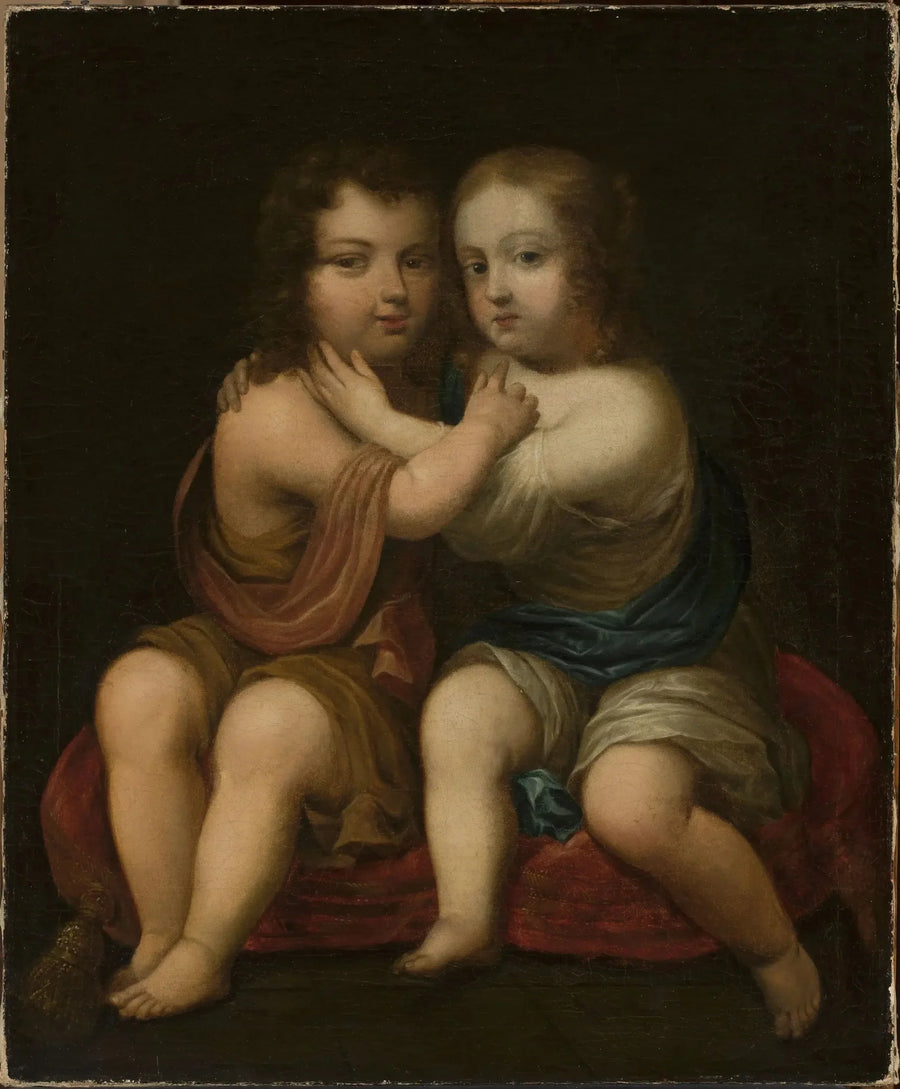 Portrett av Louis XIV som barn med sin halvsøster Henriette av England. - Pierre Mignard