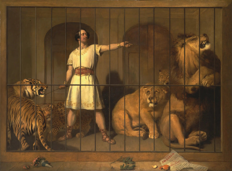 Portrett av Mr. Van Amburgh, slik det så ut med dyrene sine på Londons teater - Edwin Henry Landseer

Source:
Portrait de M. Van Amburgh, tel qu'il apparaissait avec ses animaux au théâtre de Londres - Edwin Henry Landseer
