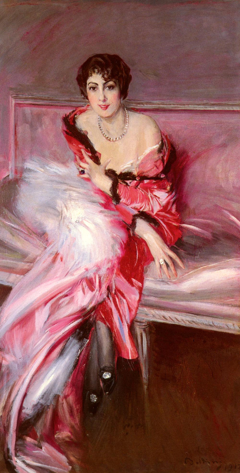 Portrett av Madame Juillard i rødt - Giovanni Boldini