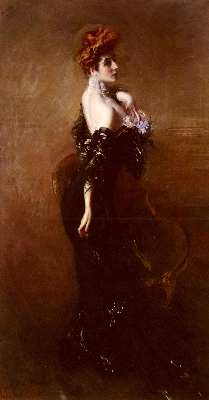 Portrett av Madame Pages i kveldskjole - Giovanni Boldini