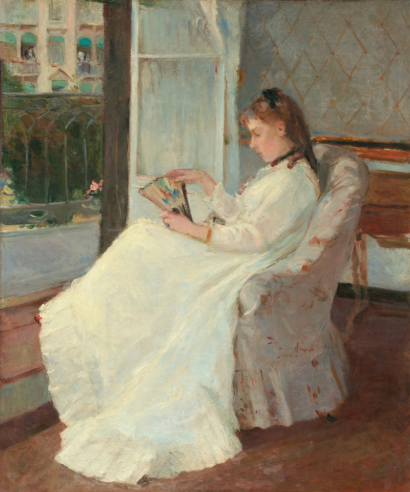 Portrett av Madame Pontillon også kjent som Ung kvinne ved vinduet - Berthe Morisot