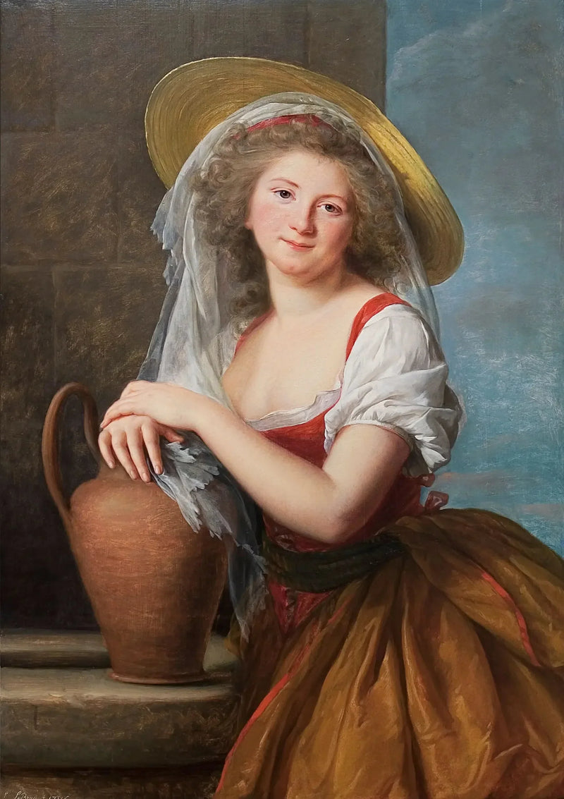 Portrett av Marguerite Baudard de Saint James, marchioness av Puységur, som melker - Élisabeth Vigée Le Brun

Source:
Portrait de Marguerite Baudard de Saint James, marquise de Puységur, en laitière - Élisabeth Vigeé Le Brun
