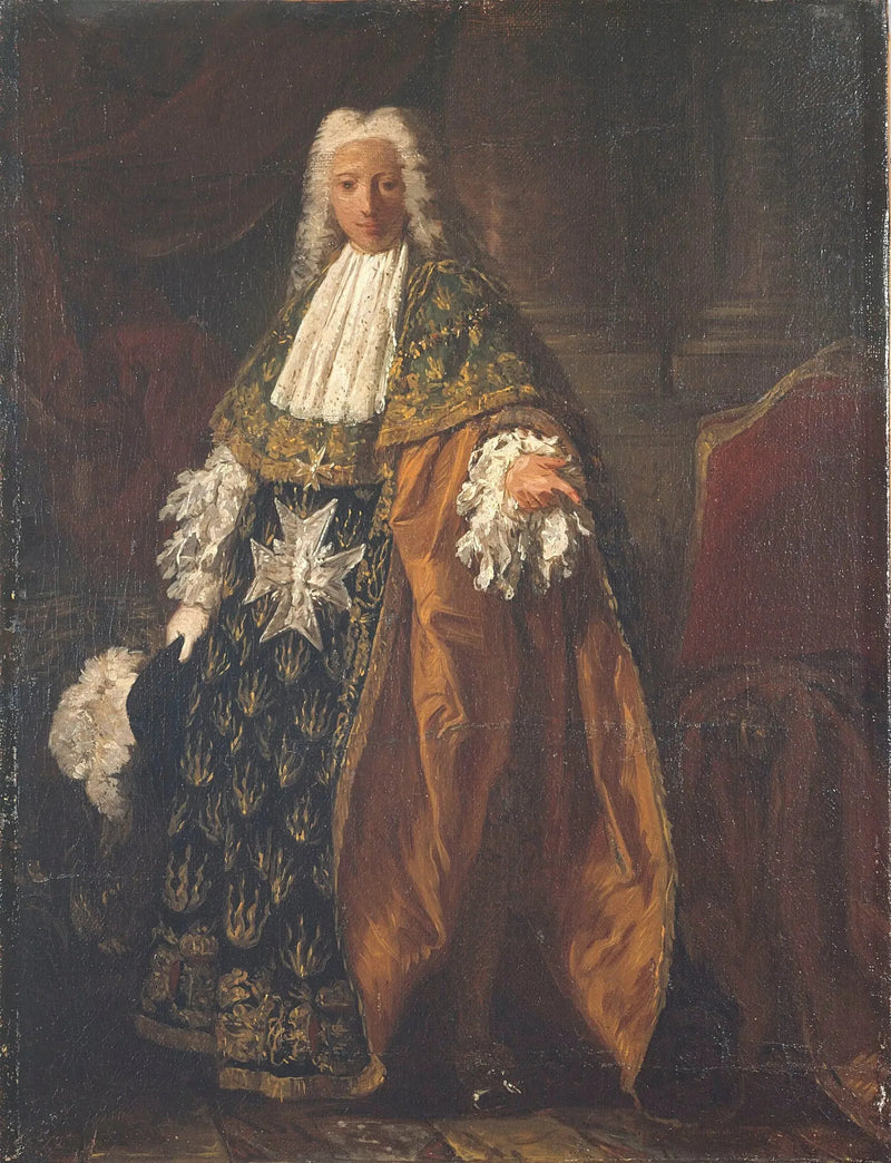 Portrett av Paul-Hippolyte de Beauvillier, hertug av Saint-Aignan (1684-1776), i ridderdrakt av Den hellige Ånd-ordenen - Pierre Subleyras
