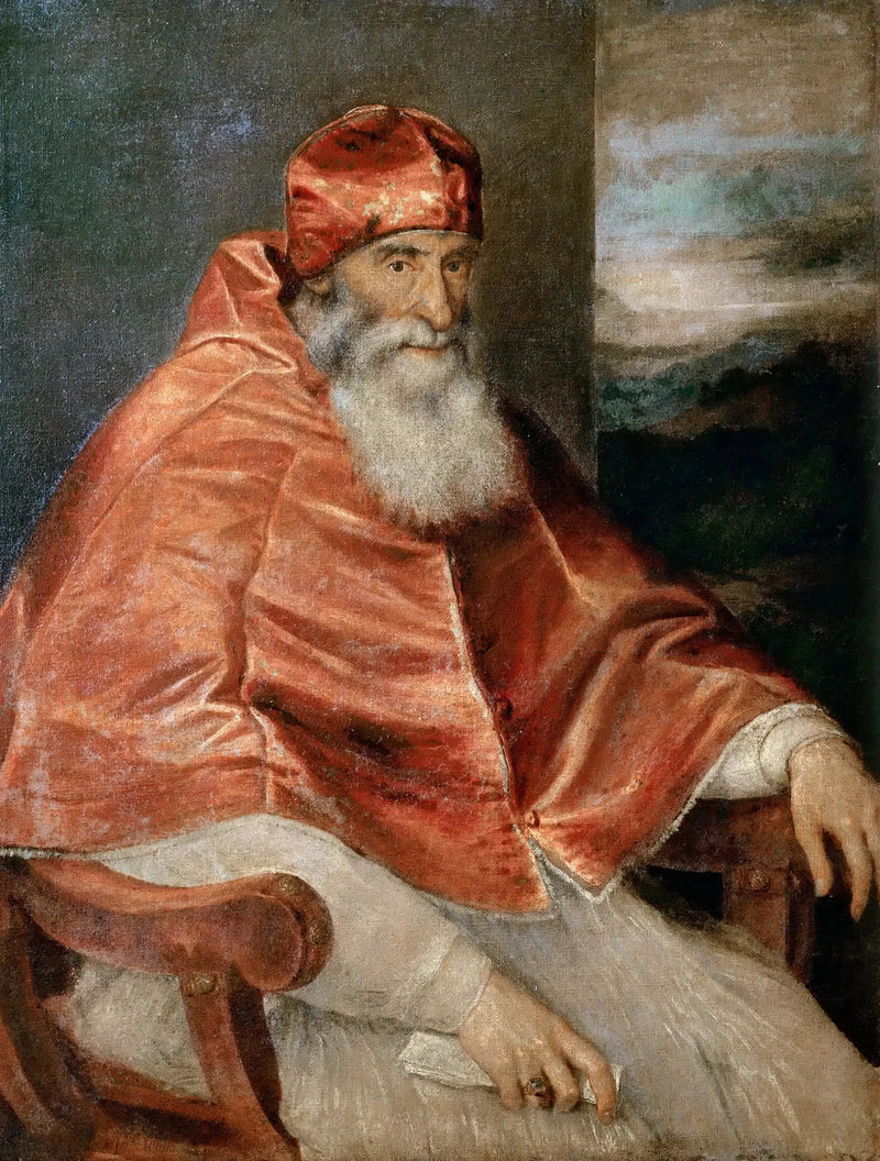Portrett av Paul III med camauro - Titian